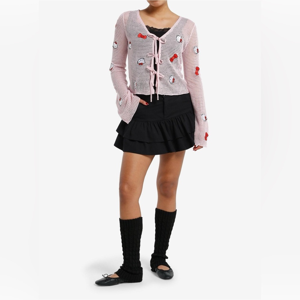 Hello Kitty Bow Tie-Front Girls Knit Long-Sleeve Top